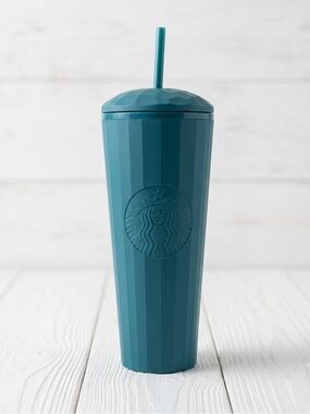 Starbucks China 2022 Matte Teal 24oz Venti Tumbler Cup Geometric Dome Lid NWT